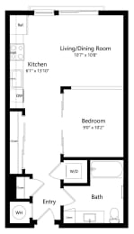 Studio, 1 bath, 574 sqft, $1,701