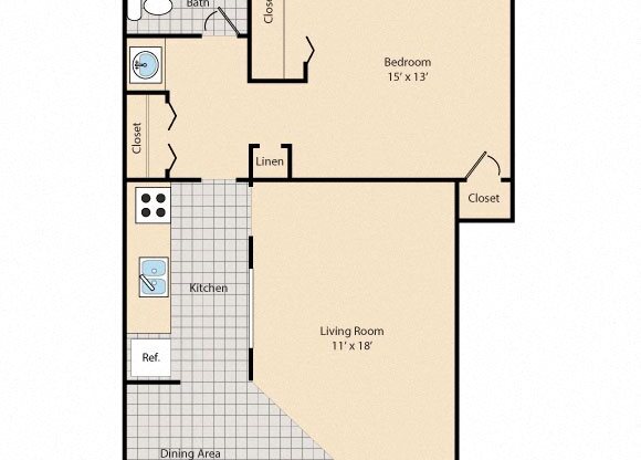 1 bed, 1 bath, 518 sqft, $930