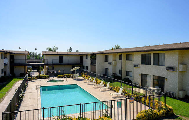 our apartments in a city have a large swimming pool at Park Columbia Apts, Hemet California