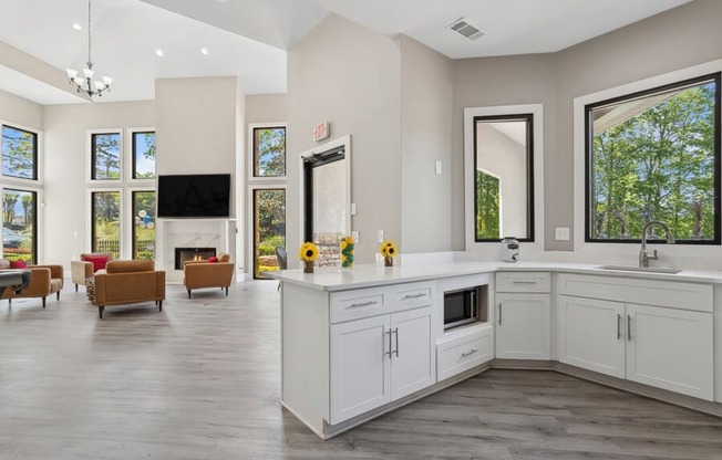 Clubhouse kitchen and lounge area