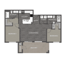 2 beds, 2 baths, 1,285 sqft, $1,886