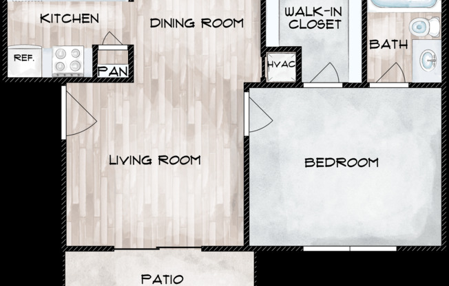 1 bed, 1 bath, 540 sqft, $875