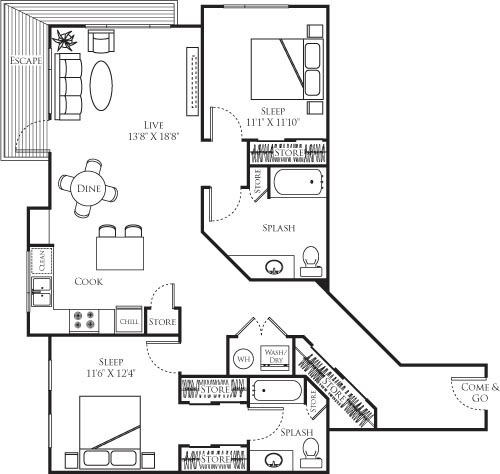 2 beds, 2 baths, 1,221 sqft, $3,482, Unit 524