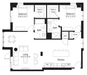 2 beds, 2 baths, 1,250 sqft, $2,676