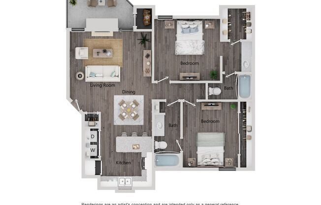 2 beds, 2 baths, 1,009 sqft, $1,400, Unit 607