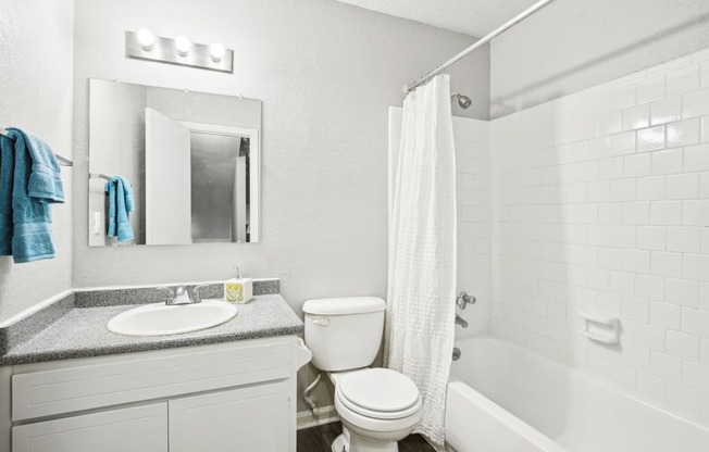 Stylish and well-appointed bathroom area at Pine Village North in Smyrna, GA