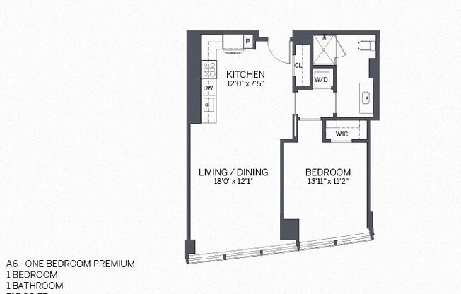 1 bed, 1 bath, 802 sqft, $3,220