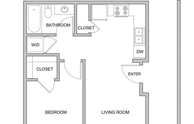 1 bed, 1 bath, 501 sqft, $1,650, Unit 105
