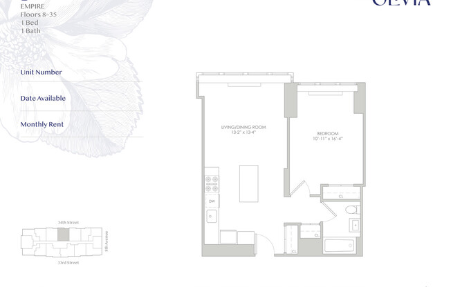 1 bed, 1 bath, 648 sqft, $4,790, Unit 20B