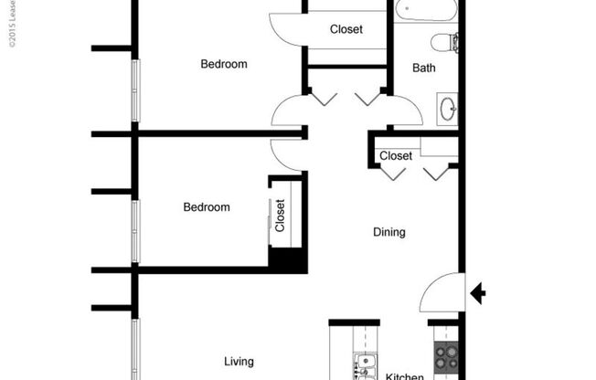 2 beds, 1 bath, 870 sqft, $2,435