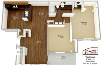 2 beds, 1 bath, 1,031 sqft, $1,495, Unit 103