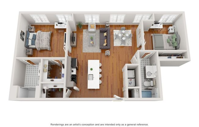 2 beds, 2 baths, 1,064 sqft, $1,850, Unit 211