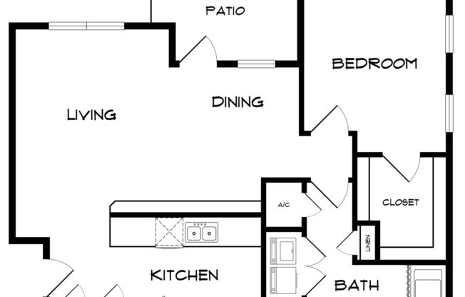 1 bed, 1 bath, 832 sqft, $1,279