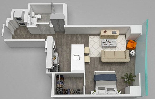 Studio, 1 bath, 608 sqft, $2,242