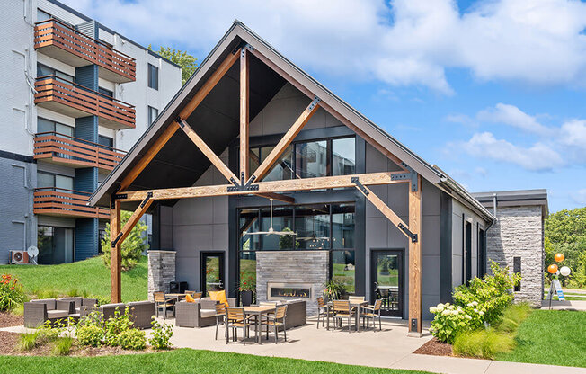 Exterior Community Clubhouse and Landscape at Elevate on Parkway Apartments, Burnsville, MN