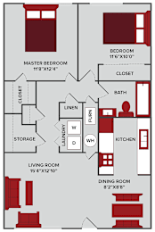 2 beds, 1 bath, 920 sqft, $895