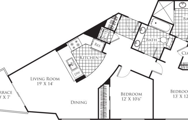 2 beds, 2 baths, 1,100 sqft, $3,325, Unit 419