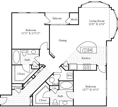 2 beds, 2 baths, 1,304 sqft, $2,392, Unit 3029