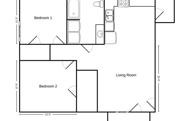 2 beds, 1 bath, 945 sqft, $1,474, Unit SB 1635-01