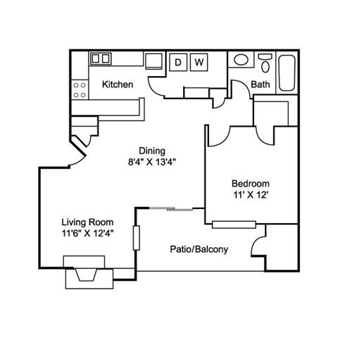 1 bed, 1 bath, 756 sqft, $785