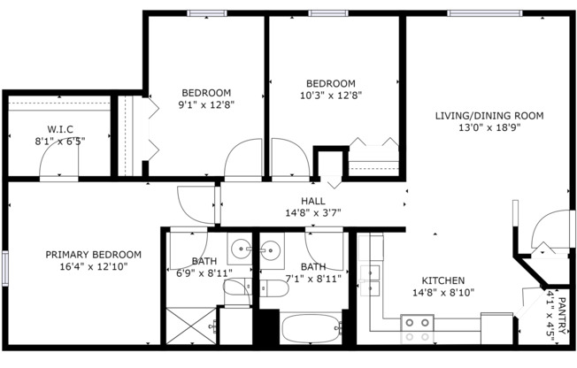 3 beds, 2 baths, $995, Unit 3849-203