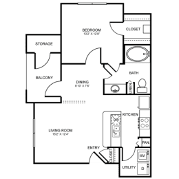 1 bed, 1 bath, 699 sqft, $1,243