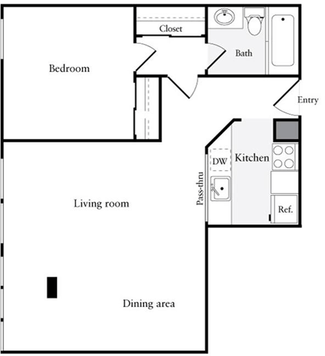 1 bed, 1 bath, 725 sqft, $2,733