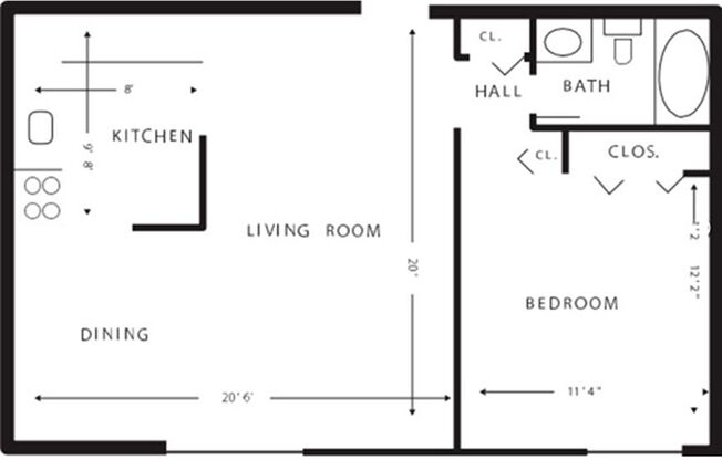 1 bed, 1 bath, 660 sqft, $1,259, Unit 5-107
