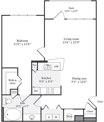 1 bed, 1 bath, 740 sqft, $2,660, Unit 1725