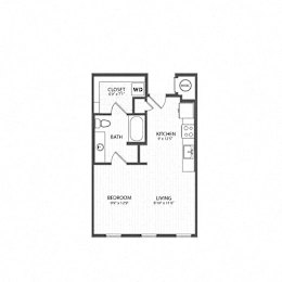 Studio, 1 bath, 565 sqft, $1,306