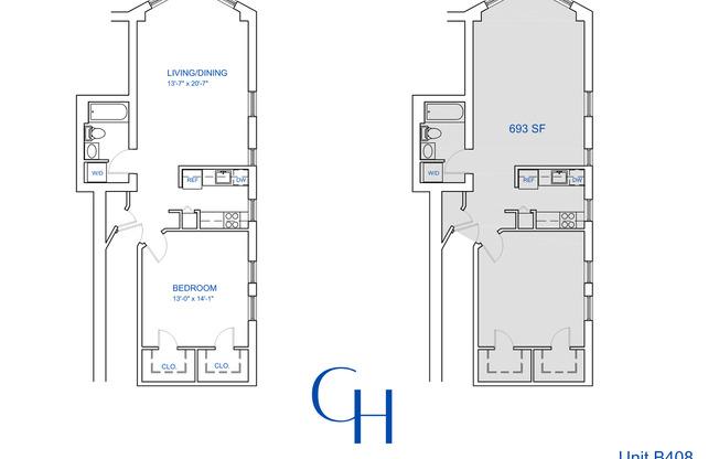 1 bed, 1 bath, 698 sqft, $1,904, Unit B-408