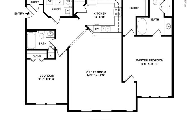 2 beds, 2 baths, 1,215 sqft, $1,802