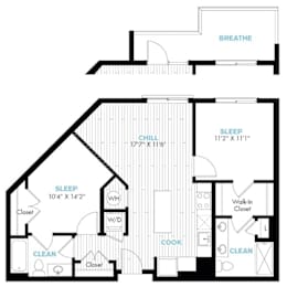 2 beds, 2 baths, 912 sqft, $2,428