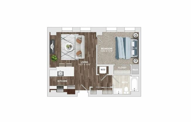 1 bed, 1 bath, 499 sqft, $1,654, Unit HA-1008