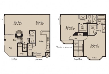 2 beds, 2.5 baths, 1,240 sqft, $3,681