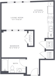 Studio, 1 bath, 584 sqft, $1,930