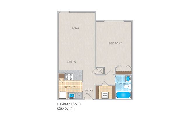 1 bed, 1 bath, 628 sqft, $1,145, Unit A112