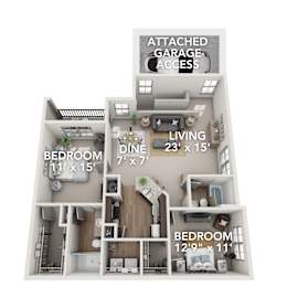 2 beds, 2 baths, 1,249 sqft, $2,031