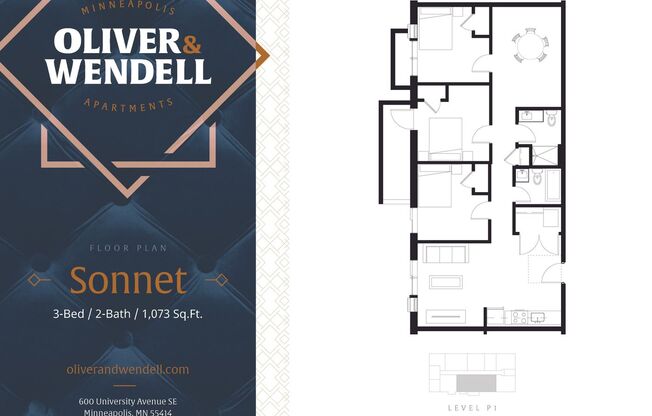 3 beds, 2 baths, 1,073 sqft, $1,895, Unit 6