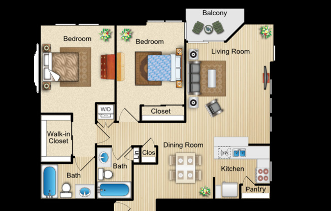 2 beds, 2 baths, 900 sqft, $2,759
