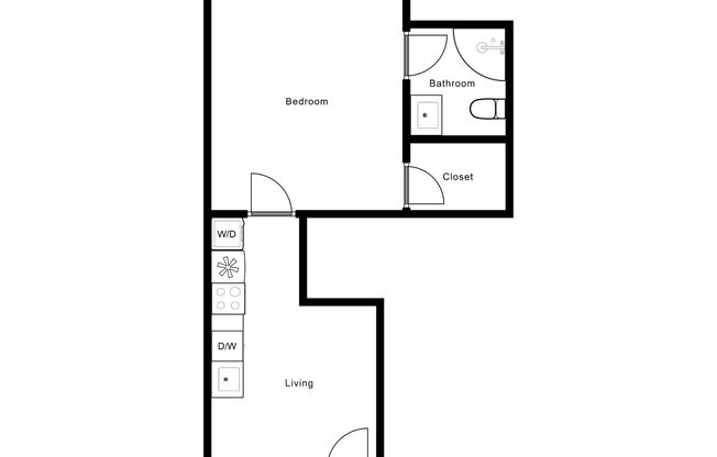 Studio, 1 bath, 450 sqft, $1,175, Unit 101