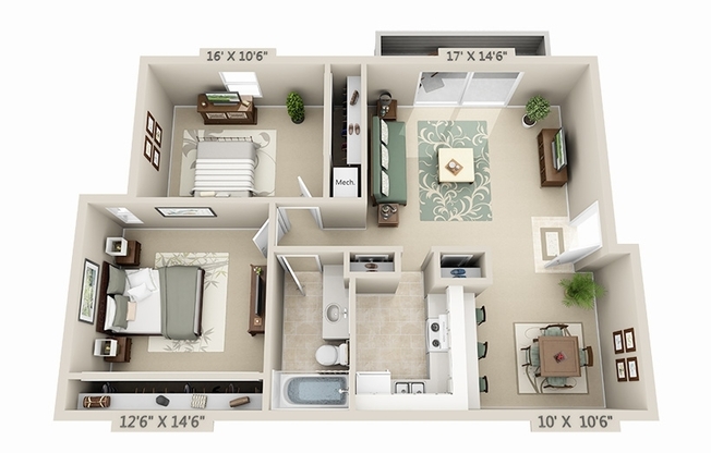 2 beds, 1 bath, 945 sqft, $1,325, Unit 8719-101