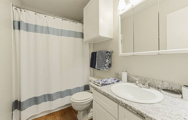 upgraded bathroom in north houston apartments