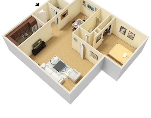 1 bed, 1 bath, 728 sqft, $684