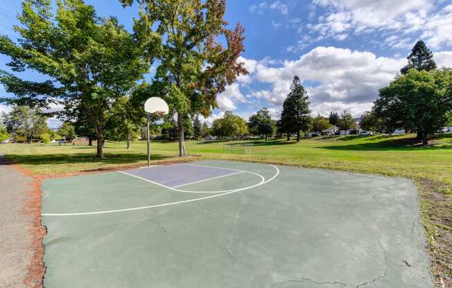 Nearby neighborhood park with 1/2 court basket ball 