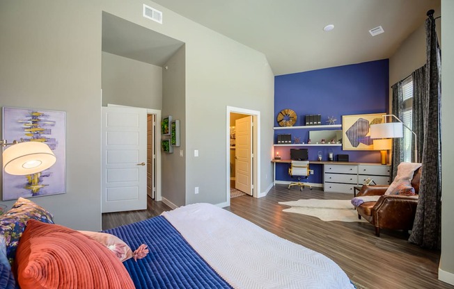 Harmony Luxury Apartments large bedroom with tall ceilings