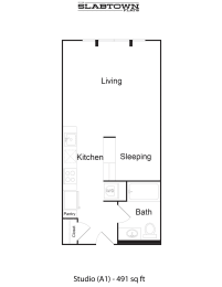 Studio, 1 bath, 491 sqft, $1,525