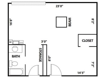 Studio, 1 bath, 900 sqft, $2,060