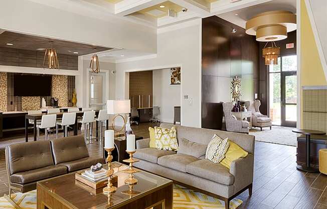 Clubhouse with bar area; flat screen TV; tables and chairs