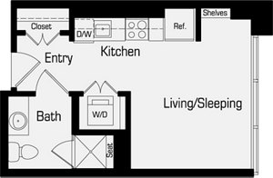 Studio, 1 bath, 331 sqft, $1,255